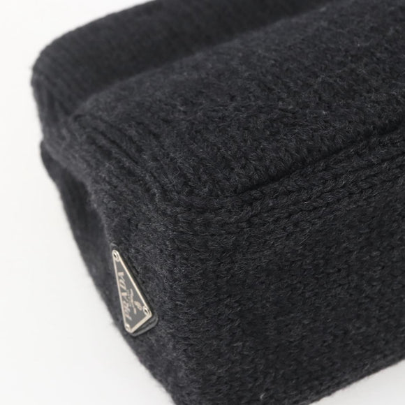 PRADA Hand Bag Wool Black Auth SW2085