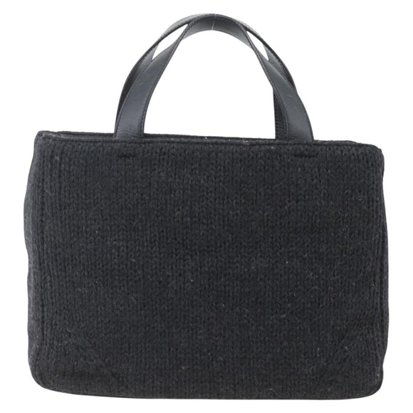 PRADA Hand Bag Wool Black Auth SW2085