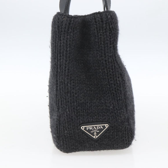 PRADA Hand Bag Wool Black Auth SW2085
