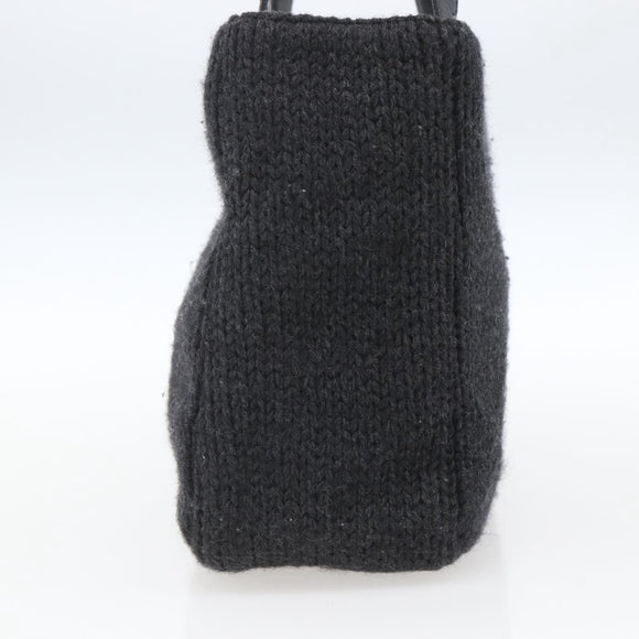 PRADA Hand Bag Wool Black Auth SW2085