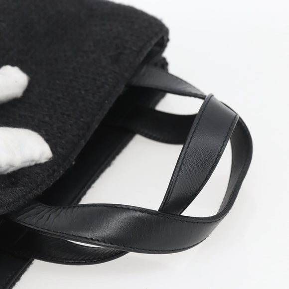 PRADA Hand Bag Wool Black Auth SW2085