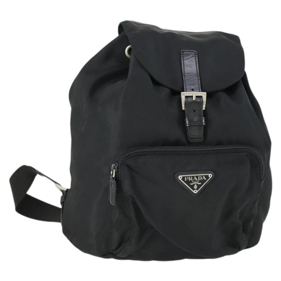 PRADA Backpack Nylon Black Silver Auth SW2088