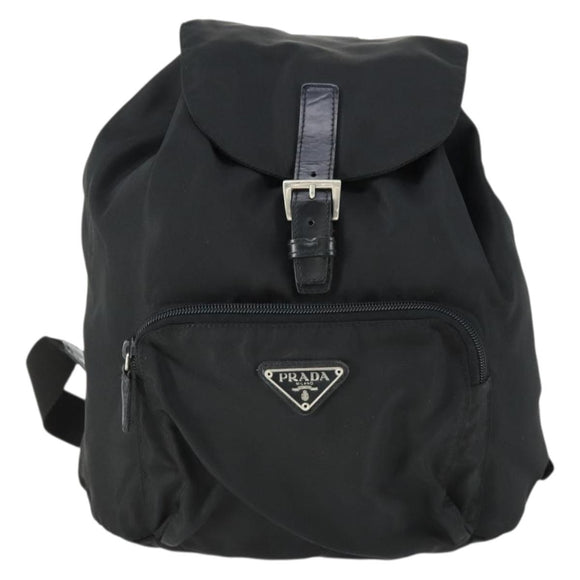 PRADA Backpack Nylon Black Silver Auth SW2088