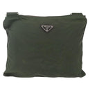 PRADA Shoulder Bag Nylon Khaki Silver Auth SW2089-13