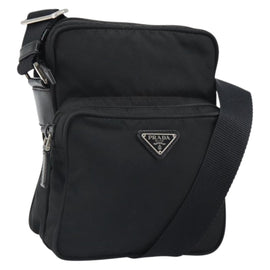 PRADA Shoulder Bag Nylon Black Silver Auth SW2090
