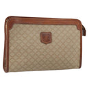 CELINE Macadam Canvas Clutch Bag PVC Beige Gold Auth SW2093-1