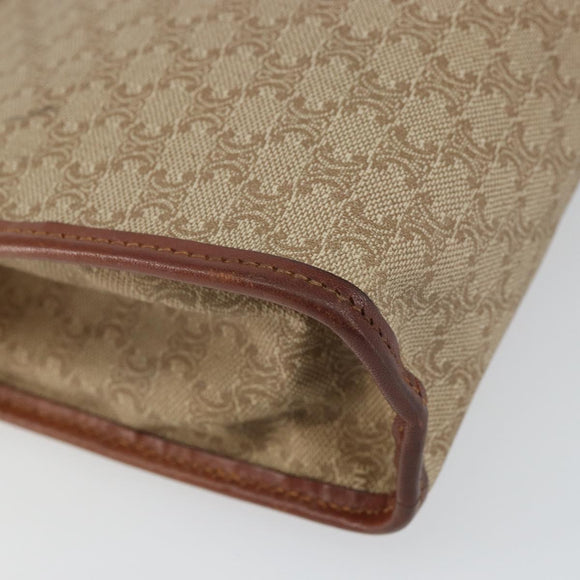 CELINE Macadam Canvas Clutch Bag PVC Beige Gold Auth SW2093