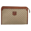 CELINE Macadam Canvas Clutch Bag PVC Beige Gold Auth SW2093-2