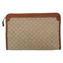 CELINE Macadam Canvas Clutch Bag PVC Beige Gold Auth SW2093-3