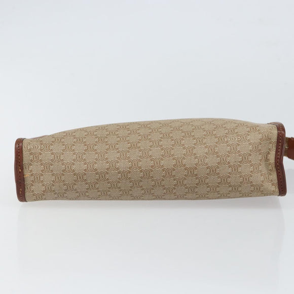 CELINE Macadam Canvas Clutch Bag PVC Beige Gold Auth SW2093
