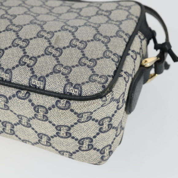 GUCCI GG Plus Supreme Shoulder Bag PVC Navy Gold Auth SW2094