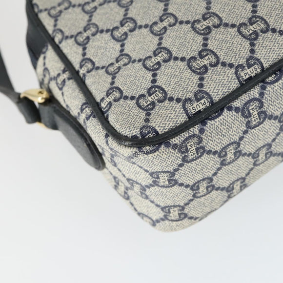 GUCCI GG Plus Supreme Shoulder Bag PVC Navy Gold Auth SW2094