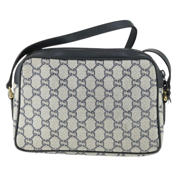 GUCCI GG Plus Supreme Shoulder Bag PVC Navy Gold Auth SW2094