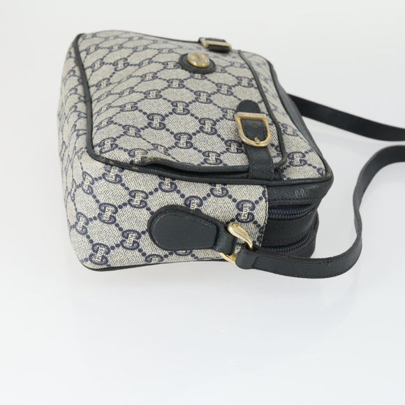 GUCCI GG Plus Supreme Shoulder Bag PVC Navy Gold Auth SW2094