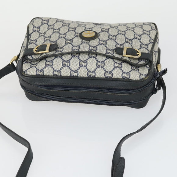 GUCCI GG Plus Supreme Shoulder Bag PVC Navy Gold Auth SW2094