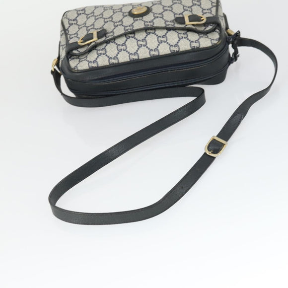 GUCCI GG Plus Supreme Shoulder Bag PVC Navy Gold Auth SW2094