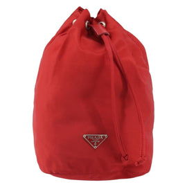 PRADA Purse Pouch Nylon Red Silver Auth SW2097 - 0