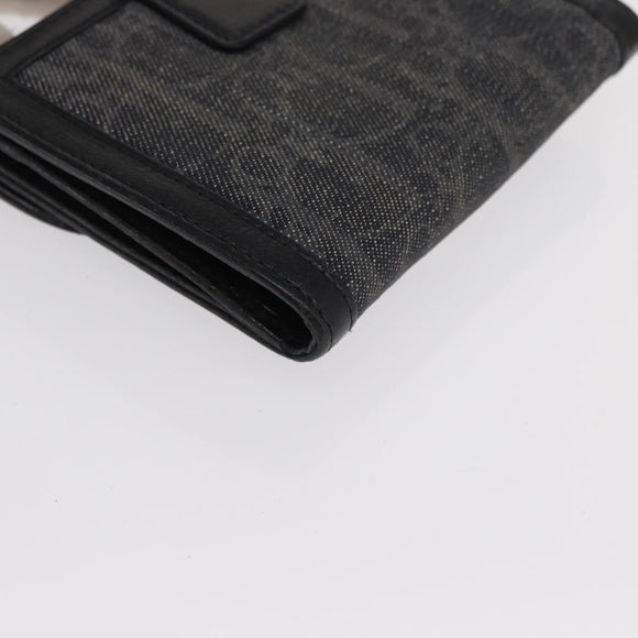 Christian Dior Trotter Canvas Trifold Wallet Black Silver Auth SW2098