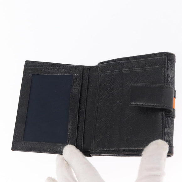 Christian Dior Trotter Canvas Trifold Wallet Black Silver Auth SW2098
