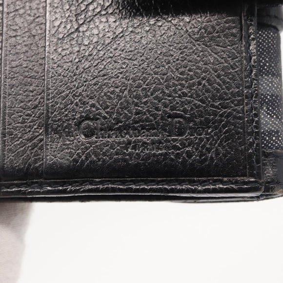 Christian Dior Trotter Canvas Trifold Wallet Black Silver Auth SW2098