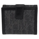 Christian Dior Trotter Canvas Trifold Wallet Black Silver Auth SW2098-3