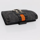 Christian Dior Trotter Canvas Trifold Wallet Black Silver Auth SW2098-6
