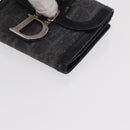Christian Dior Trotter Canvas Trifold Wallet Black Silver Auth SW2098-9