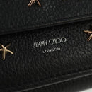 Jimmy Choo Trifold Wallet Leather Black Gold Silver Auth SW2099V-12