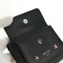 Jimmy Choo Trifold Wallet Leather Black Gold Silver Auth SW2099V-13