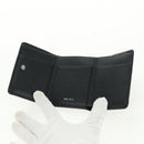 Jimmy Choo Trifold Wallet Leather Black Gold Silver Auth SW2099V-16