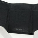Jimmy Choo Trifold Wallet Leather Black Gold Silver Auth SW2099V-18