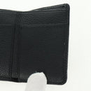 Jimmy Choo Trifold Wallet Leather Black Gold Silver Auth SW2099V-19