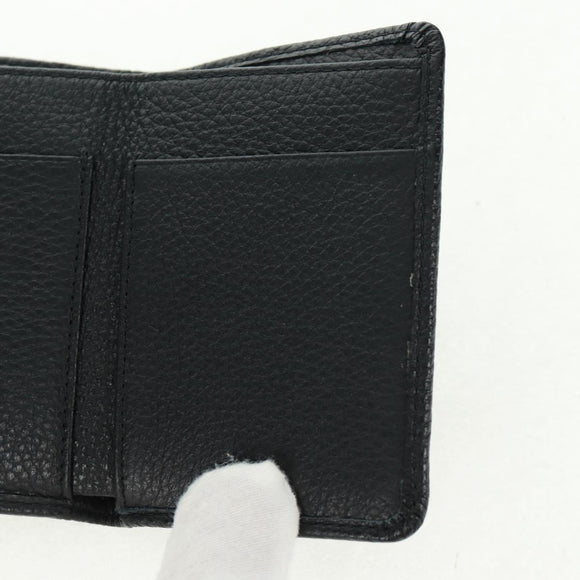 Jimmy Choo Trifold Wallet Leather Black Gold Silver Auth SW2099V