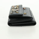 Jimmy Choo Trifold Wallet Leather Black Gold Silver Auth SW2099V-4