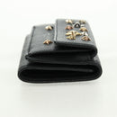 Jimmy Choo Trifold Wallet Leather Black Gold Silver Auth SW2099V-5