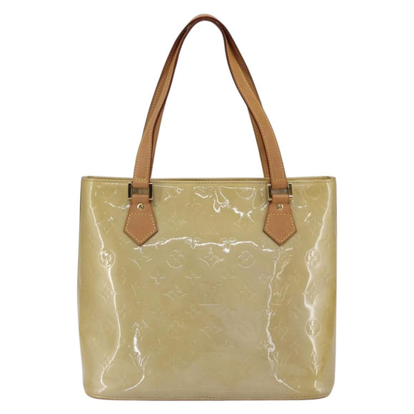 LOUIS VUITTON Monogram Vernis Houston Hand Bag Beige M91004 LV Auth SW2105
