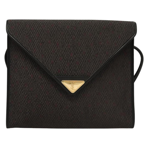 SAINT LAURENT Shoulder Bag Canvas Purple Gold Auth sw211