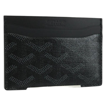 GOYARD Herringbone Saint Sulpice Card Case PVC Leather Black Auth SW2110SM