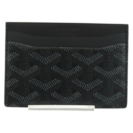 GOYARD Herringbone Saint Sulpice Card Case PVC Leather Black Auth SW2110SM - 0
