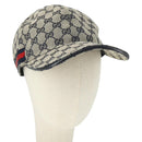 GUCCI GG Canvas Sherry Line Cap XL Navy Red 200035 Auth SW2118V-1