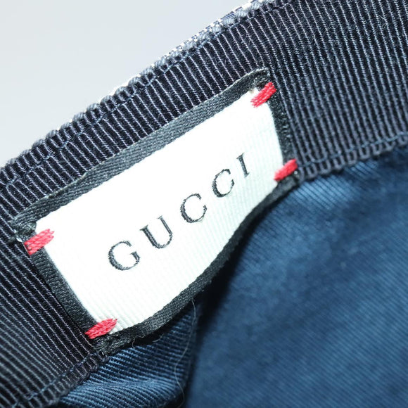 GUCCI GG Canvas Sherry Line Cap XL Navy Red 200035 Auth SW2118V