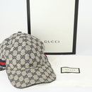 GUCCI GG Canvas Sherry Line Cap XL Navy Red 200035 Auth SW2118V-12