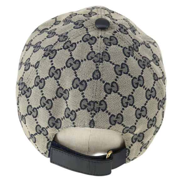 GUCCI GG Canvas Sherry Line Cap XL Navy Red 200035 Auth SW2118V