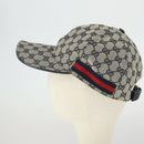 GUCCI GG Canvas Sherry Line Cap XL Navy Red 200035 Auth SW2118V-3