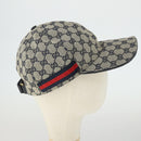 GUCCI GG Canvas Sherry Line Cap XL Navy Red 200035 Auth SW2118V-4