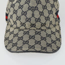 GUCCI GG Canvas Sherry Line Cap XL Navy Red 200035 Auth SW2118V-6