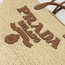PRADA Large Tote Bag Raffia Beige Auth SW2119SAM-18