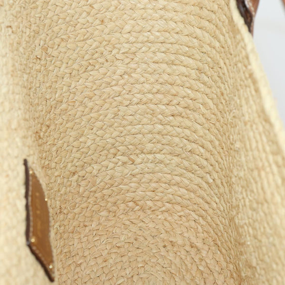 PRADA Large Tote Bag Raffia Beige Auth SW2119SAM