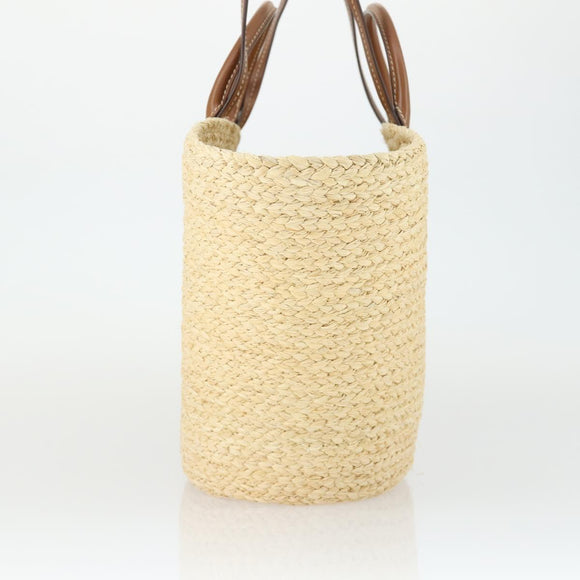 PRADA Large Tote Bag Raffia Beige Auth SW2119SAM