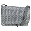 GOYARD Herringbone Capecian MM Bag PVC Leather Gray Silver Auth SW2120SM-1